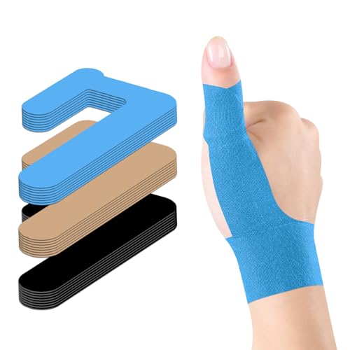 KTQUICK Precut Kinesiology Tape for Thumb Right, 12PCS Waterproof & Hypoallergenic Latex-Free Athletic Tape for Thumb Support, Wrist & Thumb Brace, Elastic Breathable Long-Lasting Thumb Tape(Blue) - color: Blue, size: RIGHT