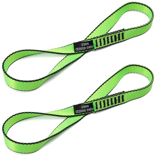 18mm Nylon Climbing Sling Runner 23KN-CE2008 EN566 Certified Webbing Straps | Climbing Sling for Rock Climbing, Rappelling, Arborist Tree Work, Hammock Rigging, Yoga Swing & Outdoor Safety Gear - color: Green-2pcs, size: 30cm