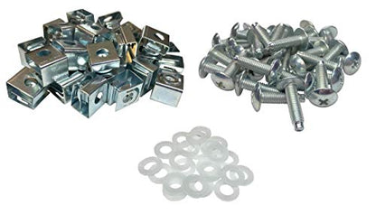 RackGold® Zinc 10-32 Cage Nut & Screws w/Washers 25-Pack - USA Made