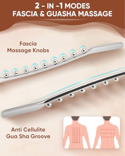 ONUEMP Stainless Steel Gua Sha Stick, Lymphatic Drainage Massager Cellulite Remover, Pressure Point Muscle Scraper Tool, Maderoterapia Kit for Body Sculpting, Fascia Massage, Myofascial Release - size: Fascia Stick