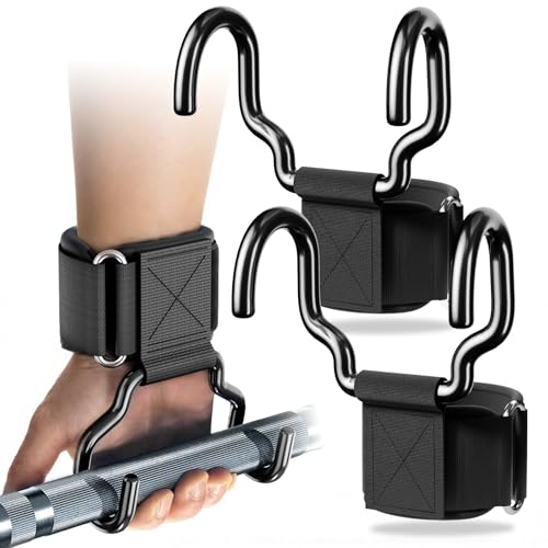 Upgrade Weight Lifting Hooks, Gym Heavy Duty Power Lifting Straps for Men & Women Deadlifts, Pull Up, Powerlifting, Shrugs