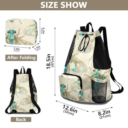 GuoChe Drawstring Backpacks Gym Swim Bag With Inside Pockets Pull String Bag Waterproof Blue Cicada - color: Blue Cicada