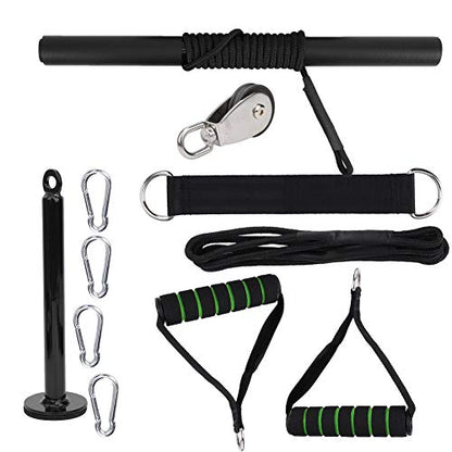 Home Gym Pulley System, Portable Exercise Equipment with 11 Gym Accessories, Home Strength Power Training Device Kit, Biceps, Triceps, Shoulders Back Workout