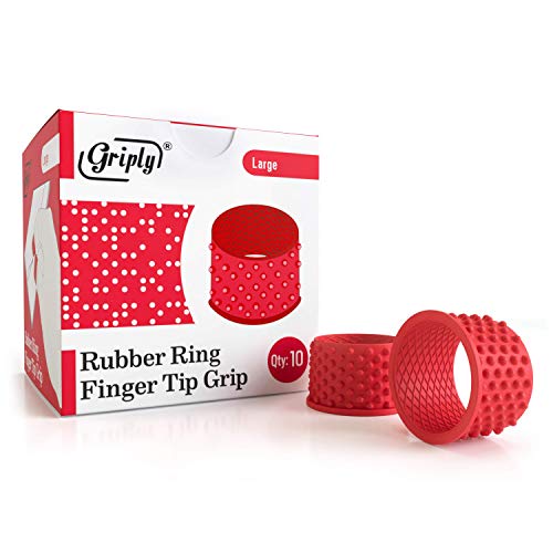 Griply Rubber Finger Tips | Hand Grips | Rubber Tip Finger Protector | Finger Pads (Large) - size: L (Pack of 10)