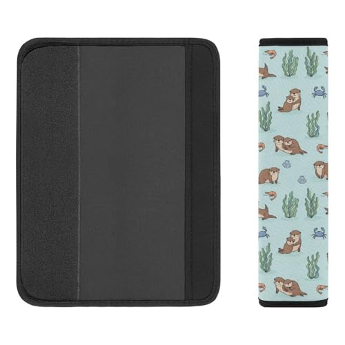 Soft Padded Car Seat Straps Shoulder Pads for Elderly Support, All Vehicles, 1 Pair Cute Otters Print Shoulder Protector Anti-Slip Pad - color: Pattern 285