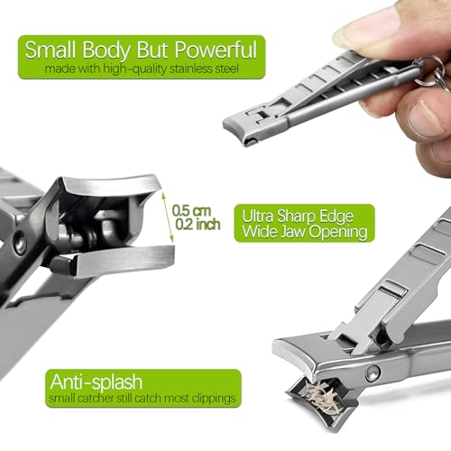 Ultra Thin Keychain Fingernail Clipper, 0.4cm Slim 20g Lightweight Foldable Nail Trimmer with Ear Pick and Integrated Nail File Set for Men, Adults Portable Daily Travel Carry - color: Set a