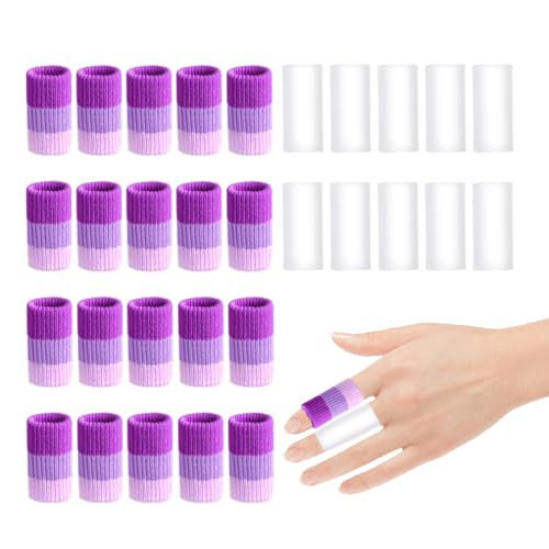 20 PCS Crochet Finger Guard and 10 PCS Gel Finger Sleeve Protectors | Breathable and Non-slip Elastic Finger Covers Compression for for knitting crocheting writing, fit various finger sizes