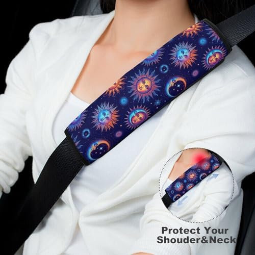 Universal Soft and Comfortable Sun Moon Celestial Cosmic Seat Belt Shoulder Pad for Girls and Boys, Most Cars, 2 Pack Seat Belt Covers Cushion Shock Absorption - color: Pattern 135
