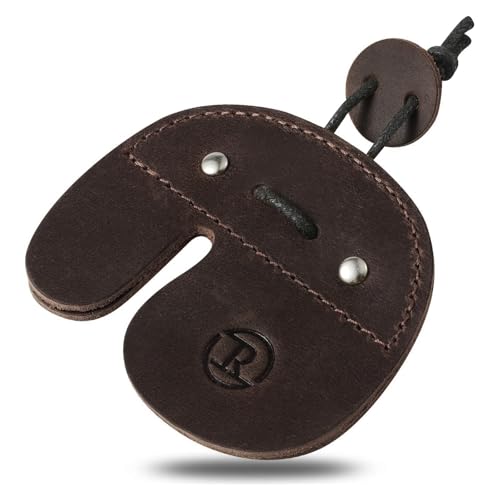 Leather Archery Finger Tabs,Handmade Archery Finger Guard for Shooting Practice Gear, Recurve Bow Fingers Tab - color: Red Brown
