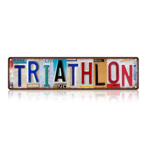 Vintage Sport Street Sign Triathlon Wall Decor Metal Tin Signs | for Bar Home Bedroom Garage - color: St-K-10