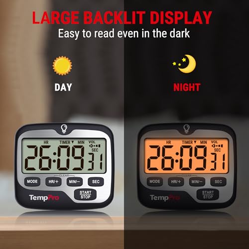 TempPro TM01 Kitchen Timers for Cooking with Count Up Countdown Timer, Digital Timer for Kids Students with Touch Backlight, Study Timers for Classroom Teacher Supplies(Previously ThermoPro) - size: Digital Timer 1 Pack