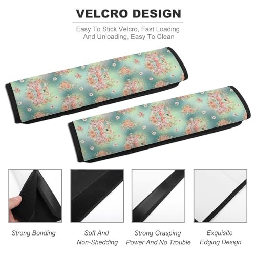 Soft Padded Car Seat Belt Pad for Elderly Support, Stroller Pushchair High Chair, 2 Pack Flamingo Animal Floral Shoulder Harness Cover Anti-Slip Pad - color: Pattern 689
