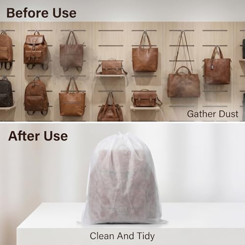 120 Pack Dust Bags for Handbags Drawstring Dust Proof Purse Storage Bag, 16 Inch 13 Inch Eco Friendly Travel Shoe Bag Storage Bags, Non Woven Breathable Fabric Shoes Pouch for Clean Tidy