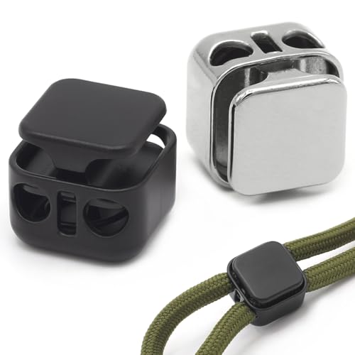 Enosea 12 Pieces Heavy Duty Cord Locks, Double Hole Draw String Clip | Metal Toggle Stoppers for Drawstrings, Shoelaces, Paracord
