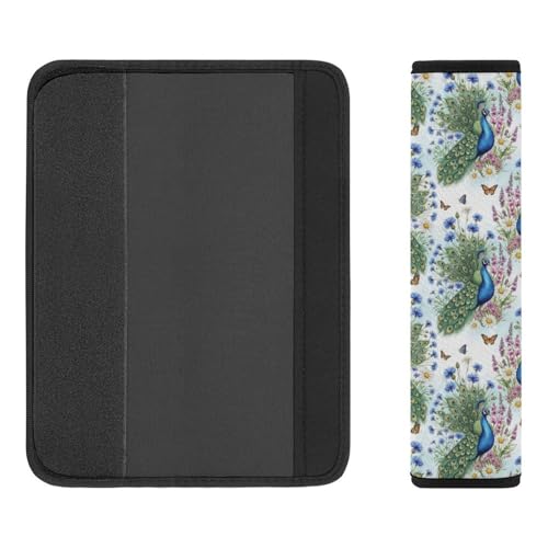 Universal Soft and Comfortable Seat Belt Shoulder Pad for Adult Use, Most Cars, 1 Pair Painting Feather Royal Peacock Bird Harness Pads Strap Anti-Slip Pad - color: Pattern 115