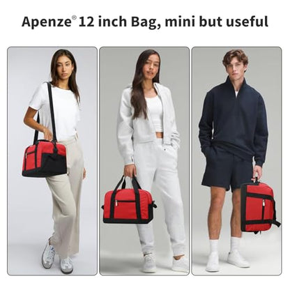 Apenze Small Gym Bag Carry On Bag - 12 in Mini Duffle Bag Lightweight for Overnight Travel（Red) - color: Red, size: 12inch
