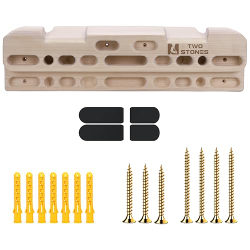 TWO STONES Wooden Hangboard Rock Climbing Pull Up Bar Designed Training for Climbing, Wood Fingerboard Climbing Training Board for Building Core Strength and Endurance