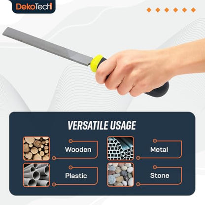 6-inch Flat Hand Metal File with High Carbon Hardened Steel, Ergonomic Grip, Plastic Non-Slip Handle, Suitable for Wood, Plastic, Metal, Model, 3D-Print, etc. - style: 6-Inch Flat Hand File with Ergonomic Handle