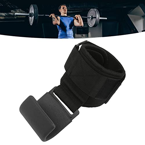 Weight Lifting Hand Grip, Adjustable Fastener Palms Protection Steel Hook Heavy Duty Lifting Grip Anti Slip Versatile Thick Webbing for Workout (Black)