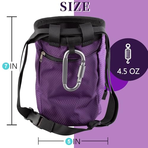 Outdoor Rock Climbing Bouldering Magnesium Powder Bag Quick Dry Waterproof Tightened Bag Gym Weightlifting Deadlift Yoga Multi Purpose Storage Bag with Metal Buckle（Purple）