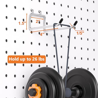 FRIMOONY Heavy Duty Pegboard Hooks 12 Pack, 4 Inch Long, Fitting 1/4 Inch Pegboard Holes, Silver Metal Garage Workshop Shed Organizer - style: 12Pack