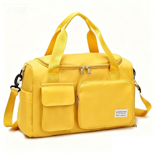 Small Gym Bag for Women, Travel Duffle Bag Carry On Weekender Bag with Shoe Compartment - color: 08#Yellow, style: Gym Bag&toiletry Bag