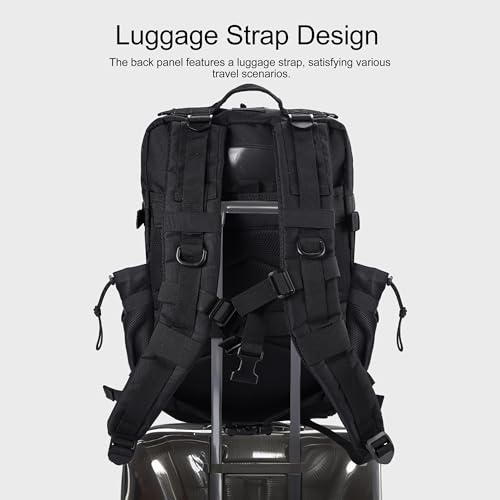 LHI Military Tactical Backpack for Men and Women 45L Army 3 Days Assault Pack Bag Large Rucksack with Shoe Compartment - color: 1.0 Black