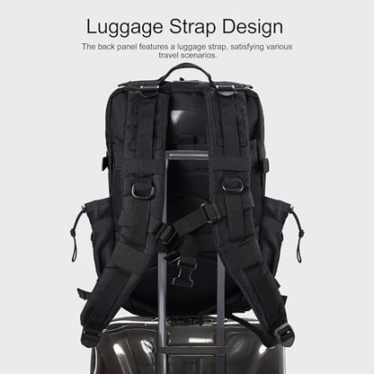 LHI Military Tactical Backpack for Men and Women 45L Army 3 Days Assault Pack Bag Large Rucksack with Shoe Compartment - color: 1.0 Black