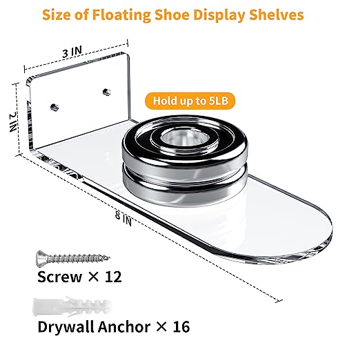 Floating Shoe Shelves for Wall-6 Pack Sneaker Shelves-Levitating Shoe Display Stand Acrylic Sneaker Wall Hanger,Shoe Organizer Holder Wall Mount for Sneaker Collection Shoe Box