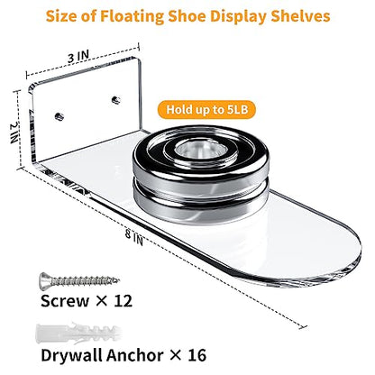 Floating Shoe Shelves for Wall-6 Pack Sneaker Shelves-Levitating Shoe Display Stand Acrylic Sneaker Wall Hanger,Shoe Organizer Holder Wall Mount for Sneaker Collection Shoe Box