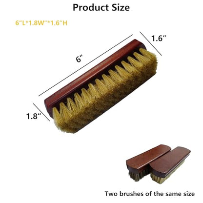 2-Pack Shoe Brush, Horsehair Brush & Boar Bristle Brush | 100% Pure Horsehair & Boar Bristle, Premium Beech Handle – Restores Shine While Deep Cleaning Leather, Boots & Sneakers - color: Yellow and Brown