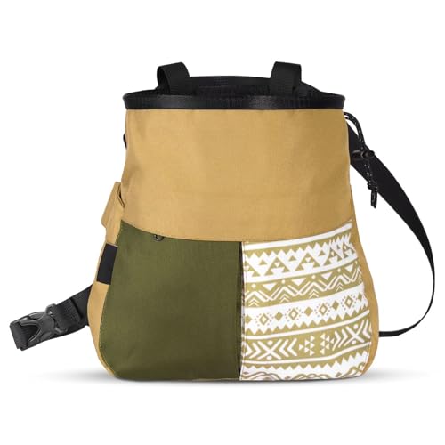 Mountaineering Chalk Bag, Large Capacity with Independent Front Pocket and Dual Hanging Points for Outdoor Sports Training - size: Large Khaki