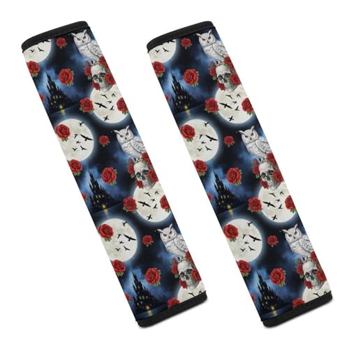 Universal Soft and Comfortable Seat Belt Cover for Adult Use, Stroller Pushchair High Chair, 2 Pack Goth Gothic Owl Owls Shoulder Harness Cover - color: Pattern 1173