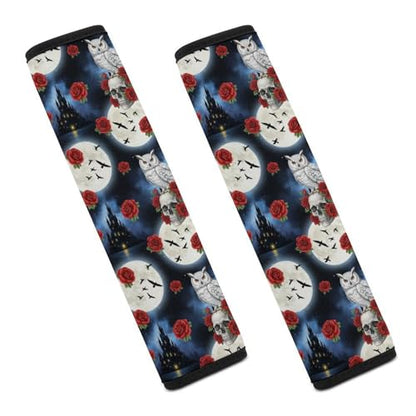 Universal Soft and Comfortable Seat Belt Cover for Adult Use, Stroller Pushchair High Chair, 2 Pack Goth Gothic Owl Owls Shoulder Harness Cover - color: Pattern 1173