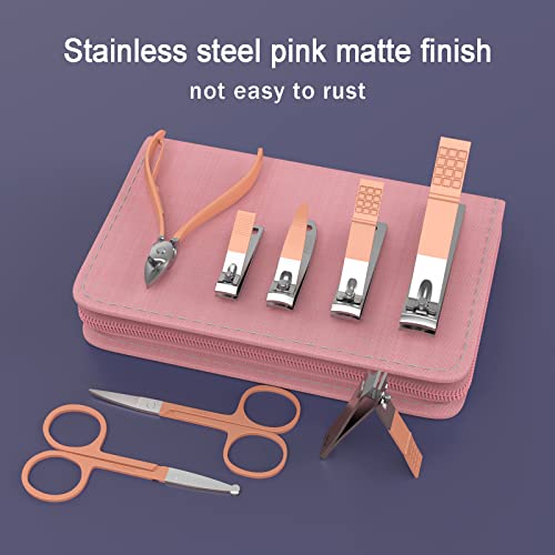 Tseoa Manicure Set Personal Care, Nail Clipper Kit, Professional Nail Clipper Pedicure Set, Nail Tools with Luxurious Travel Case, Gifts for Men Women Family Friend, 31 Pieces (Pink) - color: Pink