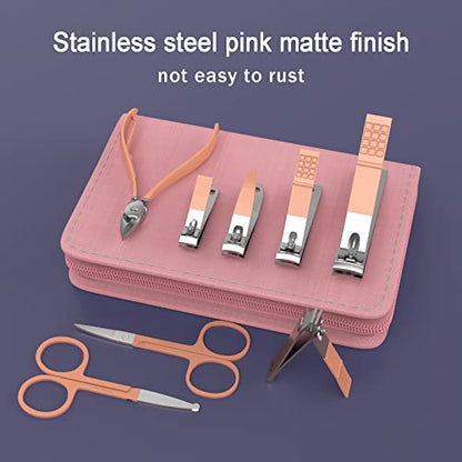Tseoa Manicure Set Personal Care, Nail Clipper Kit, Professional Nail Clipper Pedicure Set, Nail Tools with Luxurious Travel Case, Gifts for Men Women Family Friend, 31 Pieces (Pink) - color: Pink