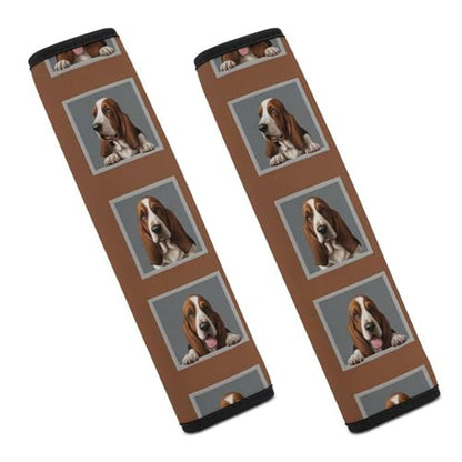2PCS Soft Padded Car Seat Straps Shoulder Pads for Adult Use, Most Cars, Cute Basset Hound Dog Shoulder Protector, Shock Absorption - color: Pattern 1206
