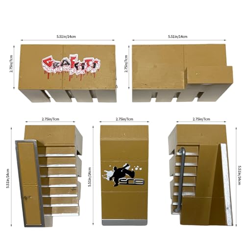 Fingerboard Skate Park Kit with 8 Skatepark Deck Ramp & 2 Mini Fingerboards,Tech Deck Skatepark DIY Skate Ramp Set, Toy Gift for Kids Ages 5+