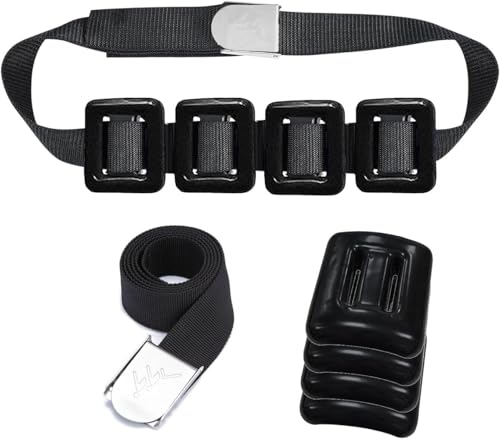 Dive Weights for Scuba Diving Weight Belt(1lb-4.4lb / 0.5kg-2kg),Vinyl Scuba Weights, Coated Dive Weights,Coated Lead Diving Weights, Dive Belt Weights for Freediving, Spearfishing - color: Black：4 Dive Weights + Belt, size: 3.3lb / 1.5kg