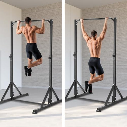 Pull Up Station, Power Tower Adjustable Pullup Bar Free Standing, Heavy Duty Multifunction Strength Training Pull Up Bar, Gym Workout Fitness Equipment Chin up Bar for Home Outdoor, 440LBS Capacity - color: Black