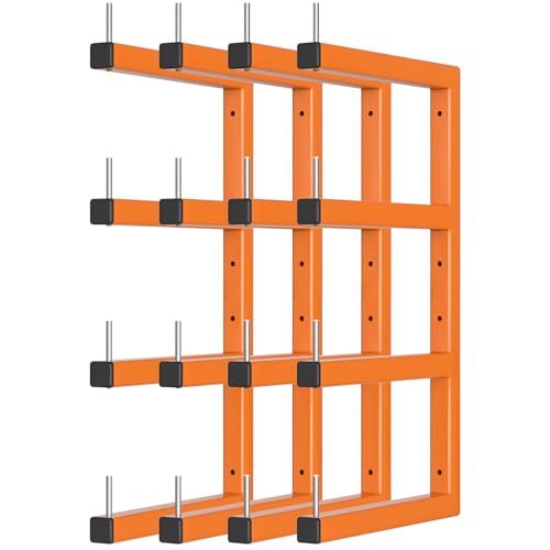 4-Pack Lumber Storage Rack, Wood Storage Racks Wall Mount, Heavy Duty Garage Wood Organizer With 8-Level System, Orange Utility Rack Organization Up 1600 Lbs, Metal Lumber Shelf for Indoor & Outdoor - style: E– 4 Pack, 8-Tier