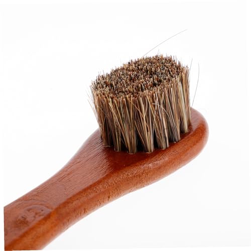 2pcs Dual-Head Horsehair Shoe Brushes with Wooden Handle for Leather and Suede Cleaning Polishing, Boot Cleaning Brush Set for Home and Travel Use