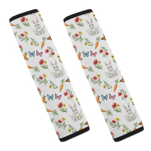 2PCS Universal Soft and Comfortable Seat Belt Cover for Elderly Support, Most Cars, Rabbit Cute Bunny Shoulder Protector, Comfortable Driving - color: Pattern 1036