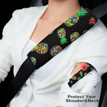 2 Pack Soft Padded Seat Belt Cover for Girls and Boys, All Vehicles, Tropical Pineapple Harness Pads Strap, Anti-Slip Pad - color: Pattern 797