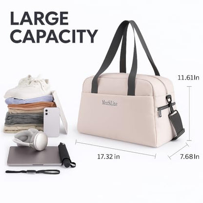 Gym Bag for Women Men with Shoe Compartment, Waterproof Small Duffle Bag for Travel, Sports, Weekend Lightweight Carry On Tote Bag (White) - color: White