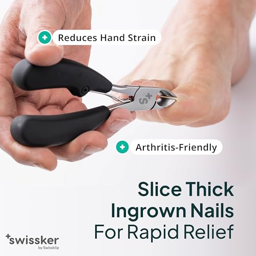 Swissker by Swissklip Heavy Duty Toenail Clippers for Men and Women – Professional Ergonomic Large Toe Nail Cutter & Trimmer for Thick Nails Seniors, Long Handle Ingrown Toe Nail Clipper