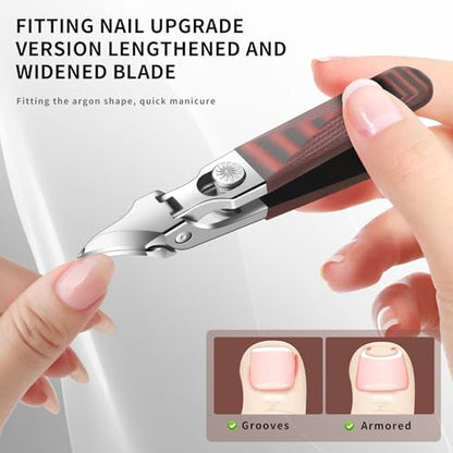 Large-Opening Pointed-Edge Nail Clipper - Detailed Trimming for Narrow Areas - G10 Handle & Stainless Steel Blades - Suited for Ingrown-Nail, Thick-Nail Users & Seniors(Straight Red C) - color: Straight Red C