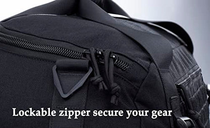 Tactical Duffle Bag MOLLE Gear Bag Carry on Travel Weekend Duffel Bag. Ideal for Hunting, Shooting Range, Law Enforcement, Camping, Travel and Viechle. 35L - color: Black