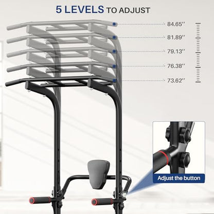 BangTong&Li Power Tower, Pull Up Bar Dip Station/Stand for Home Gym Strength Training Workout Equipment - color: Black-02