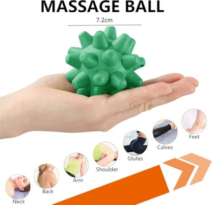 Massage Roll Balls, 2 Pack Spiky Massage Balls Deep Tissue Trigger Point and Myofascial Release for Plantar Fasciitis Relief, Muscle Recovery, 2.8 Inch Diameter (Yellow) - color: Yellow